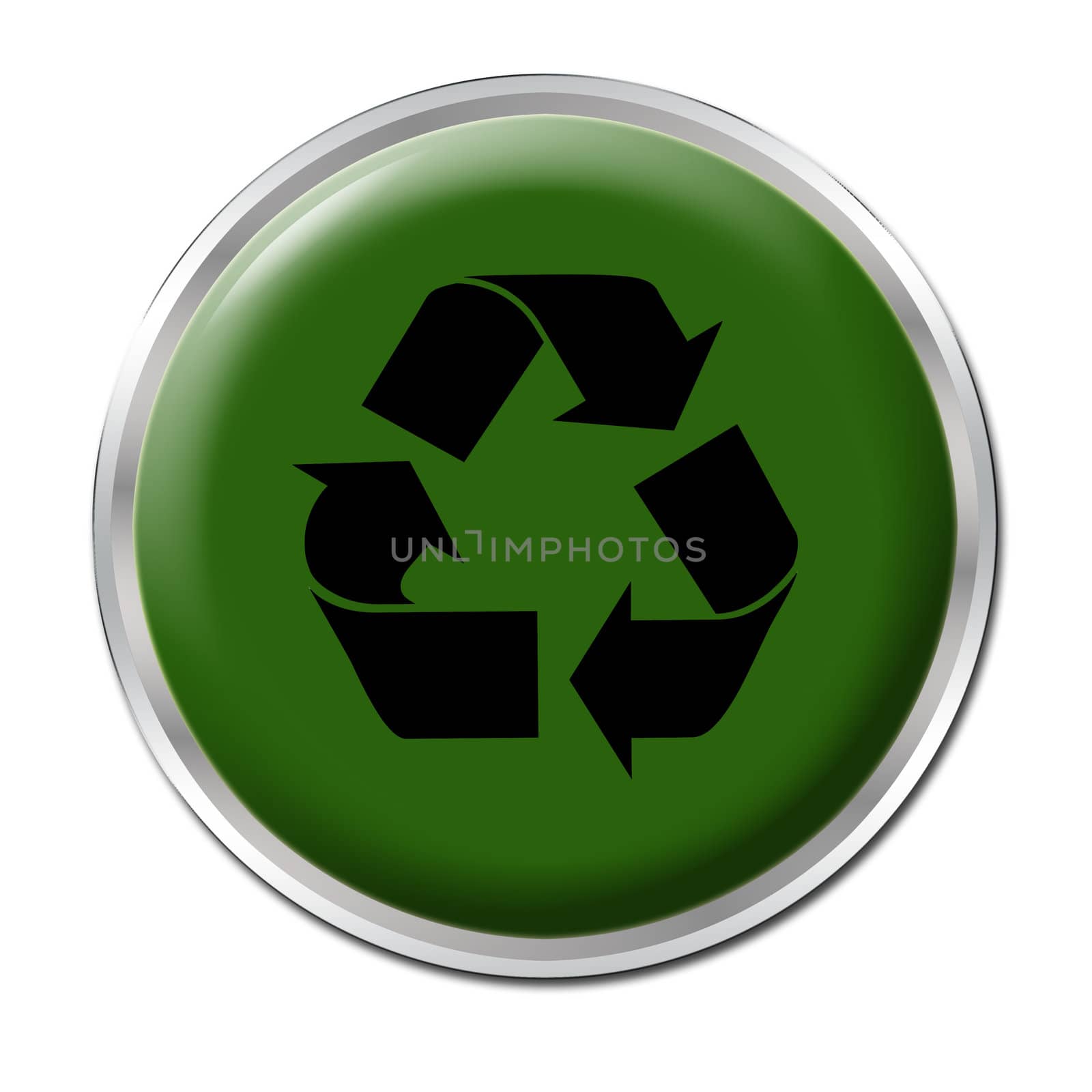 Green button with the symbol for recycling