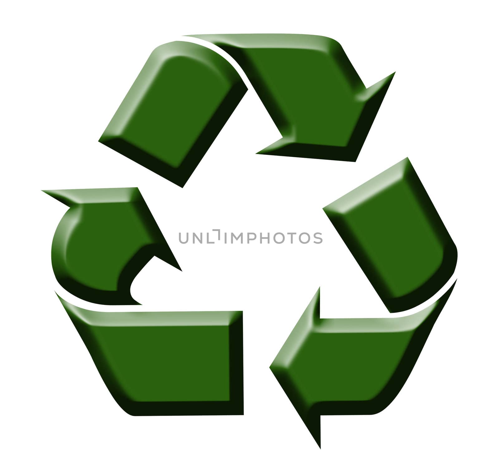 Green symbol for recycling on the white background