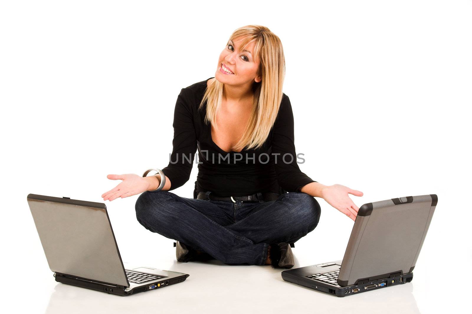 beautiful young woman with notebooks