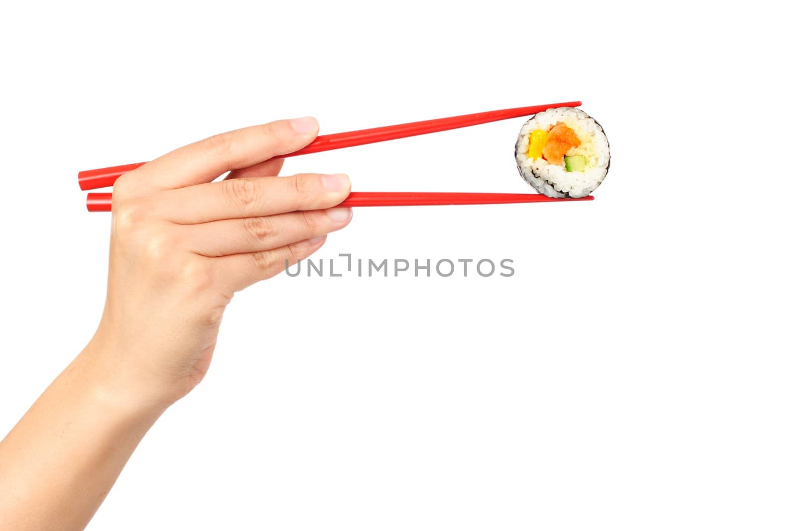 Sushi. Salmon maki sushi isolated on white background.