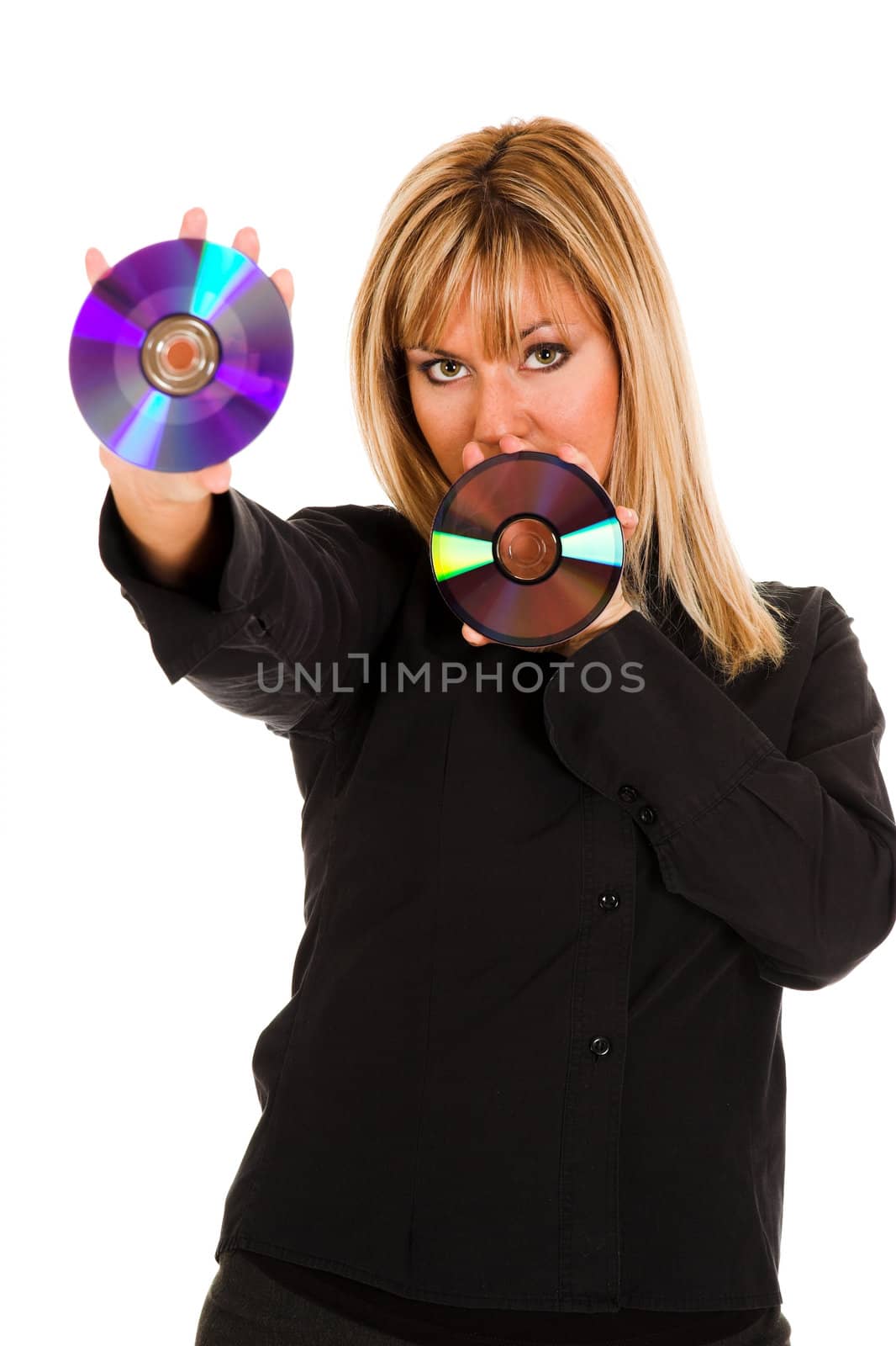 woman holding compact disc by vladacanon