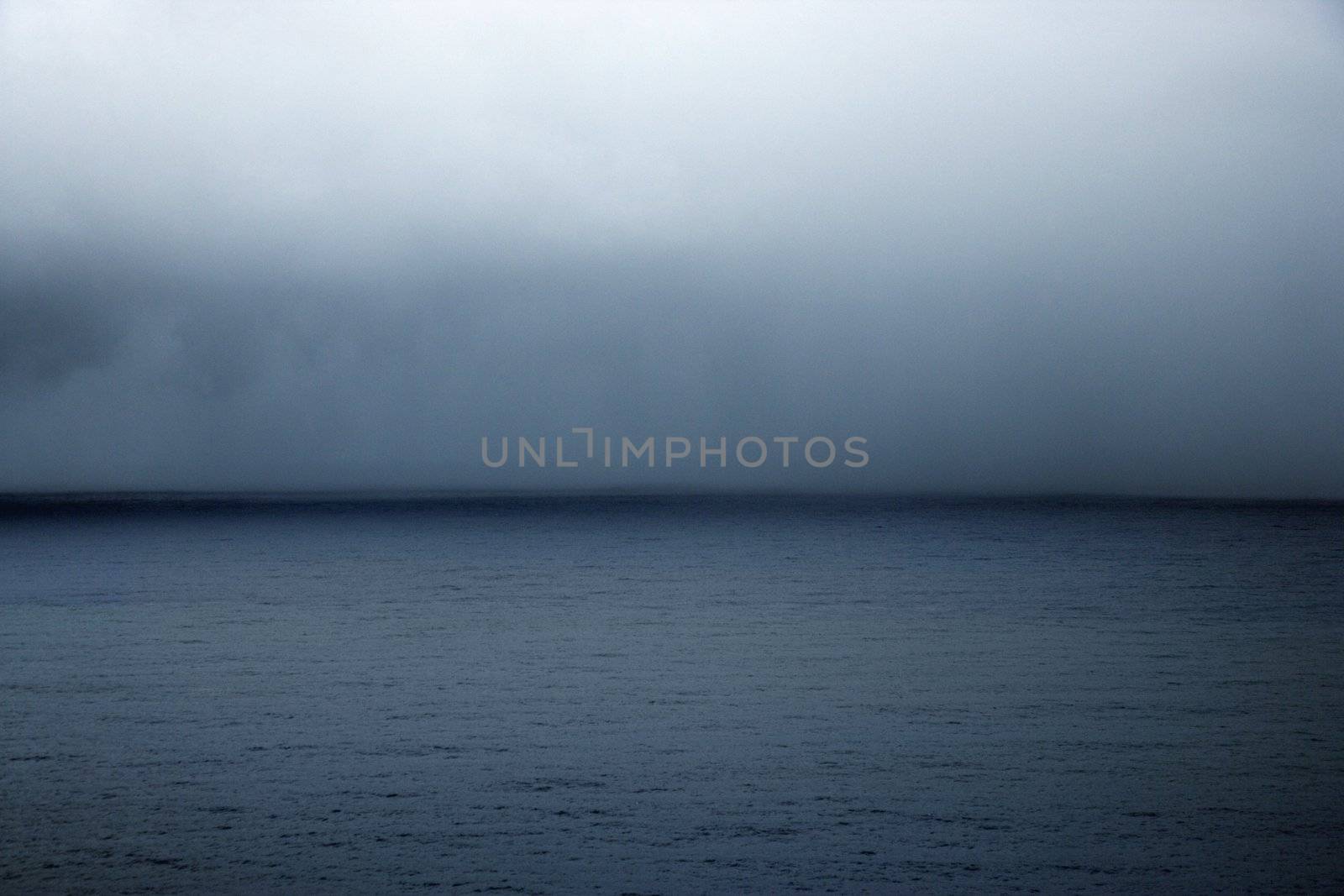 Horizon of cloudy sky over the Pacific Ocean in Maui, Hawaii, USA.