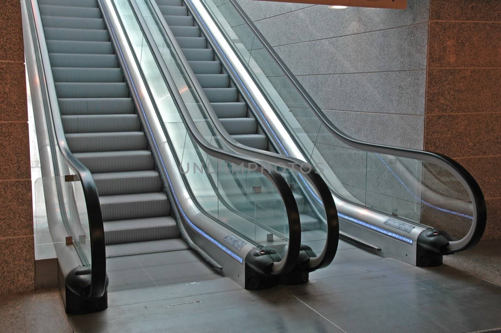 Modern Airport Interior with escalators by raalves