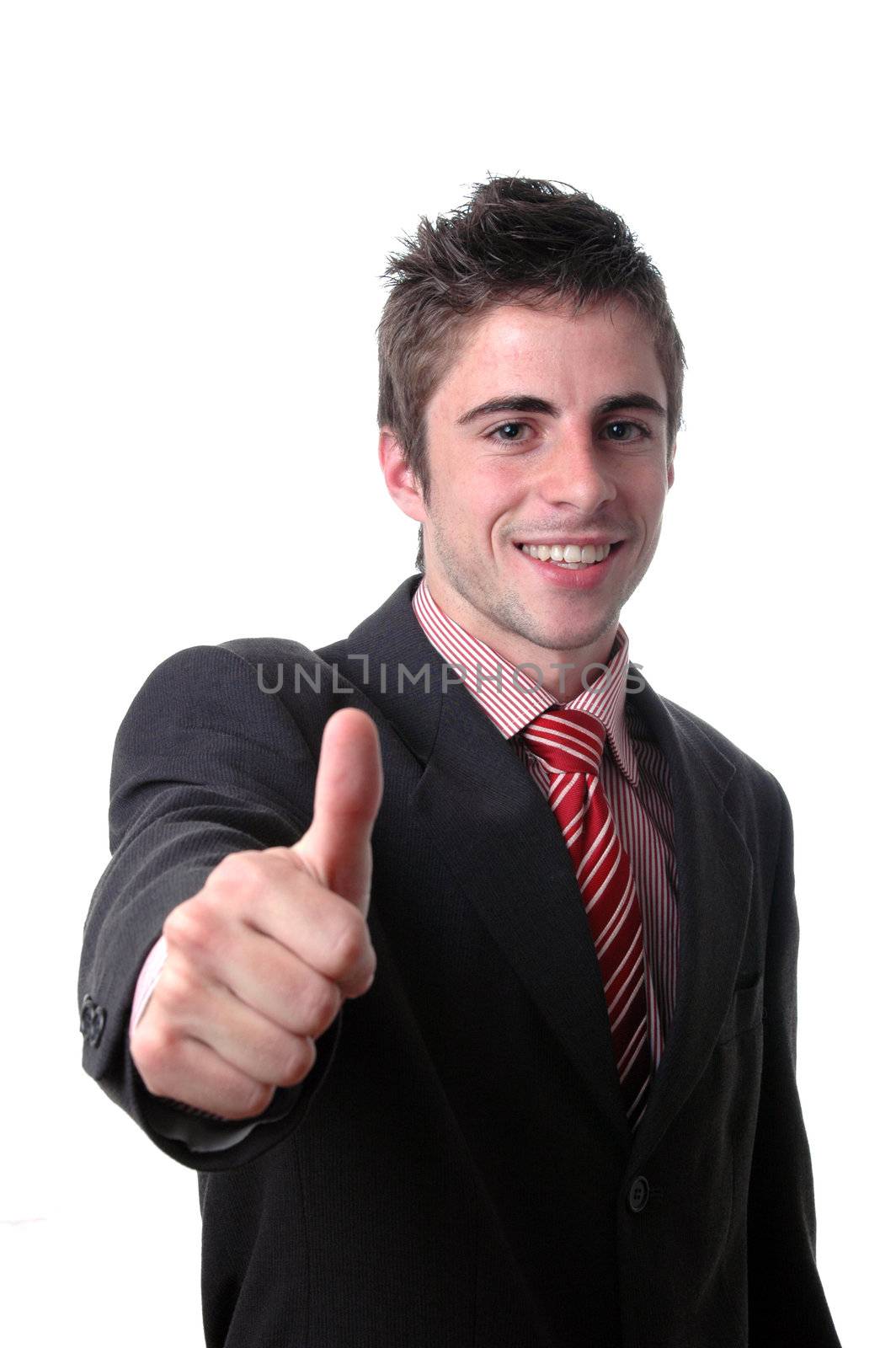 young businessman thumb up
