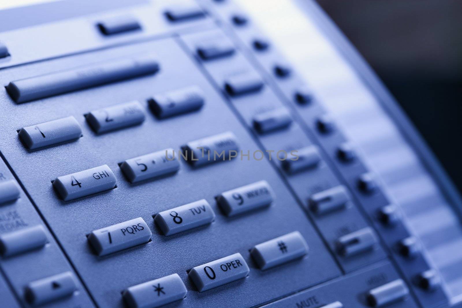 Close-up of a business telephone keypad.
