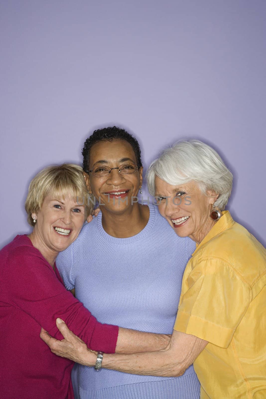 Portrait of Caucasian and African American mature adult females.