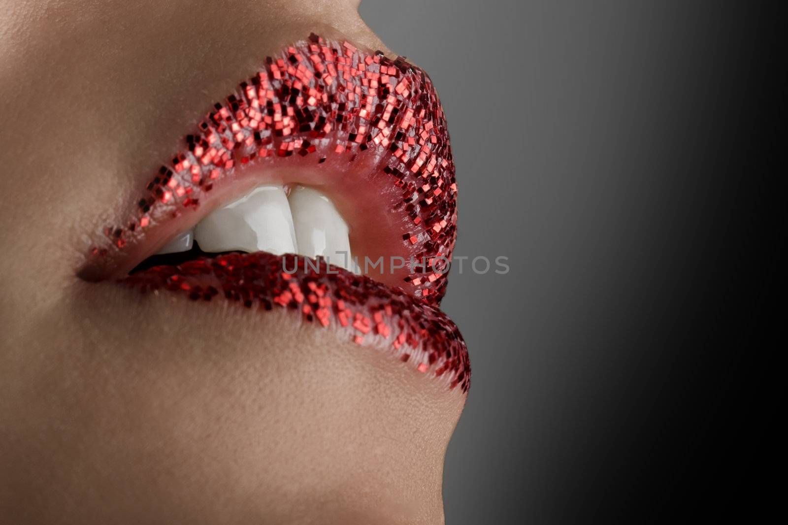 Beautiful lips with brilliants