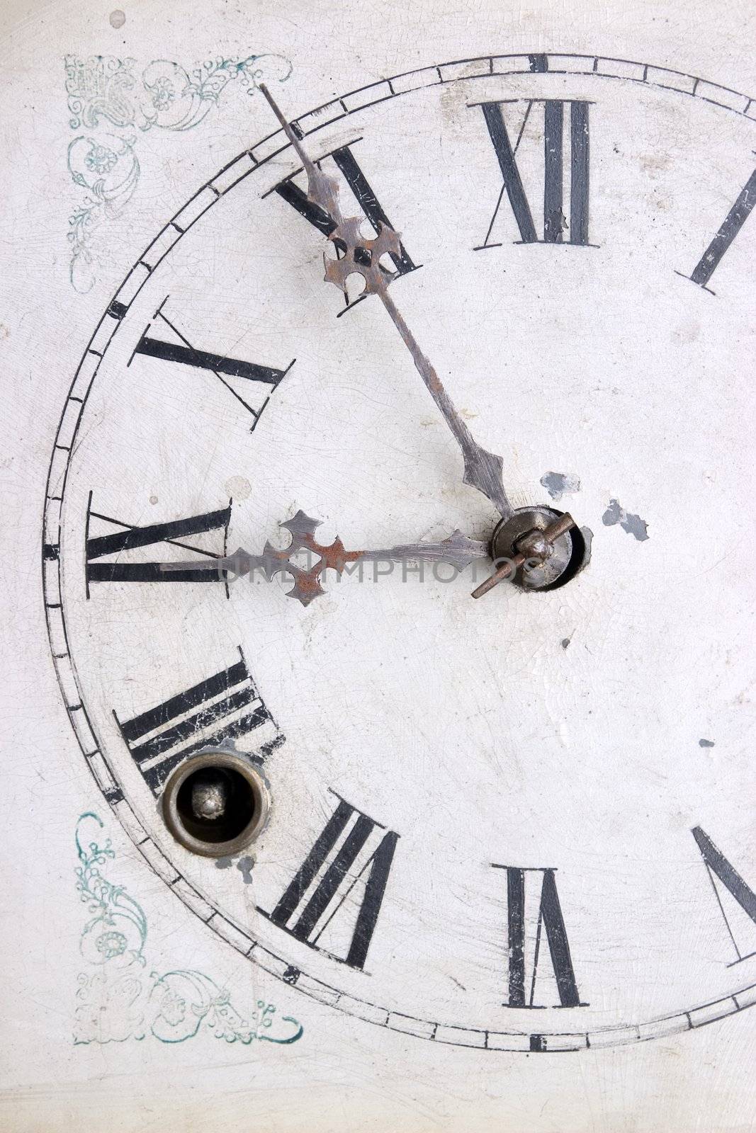 Close up of an old style clock