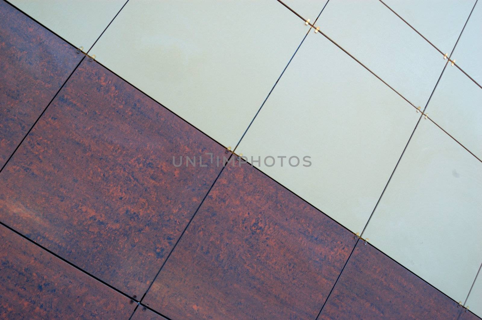 decoration of new modern office building (red and white granite thin slabs)