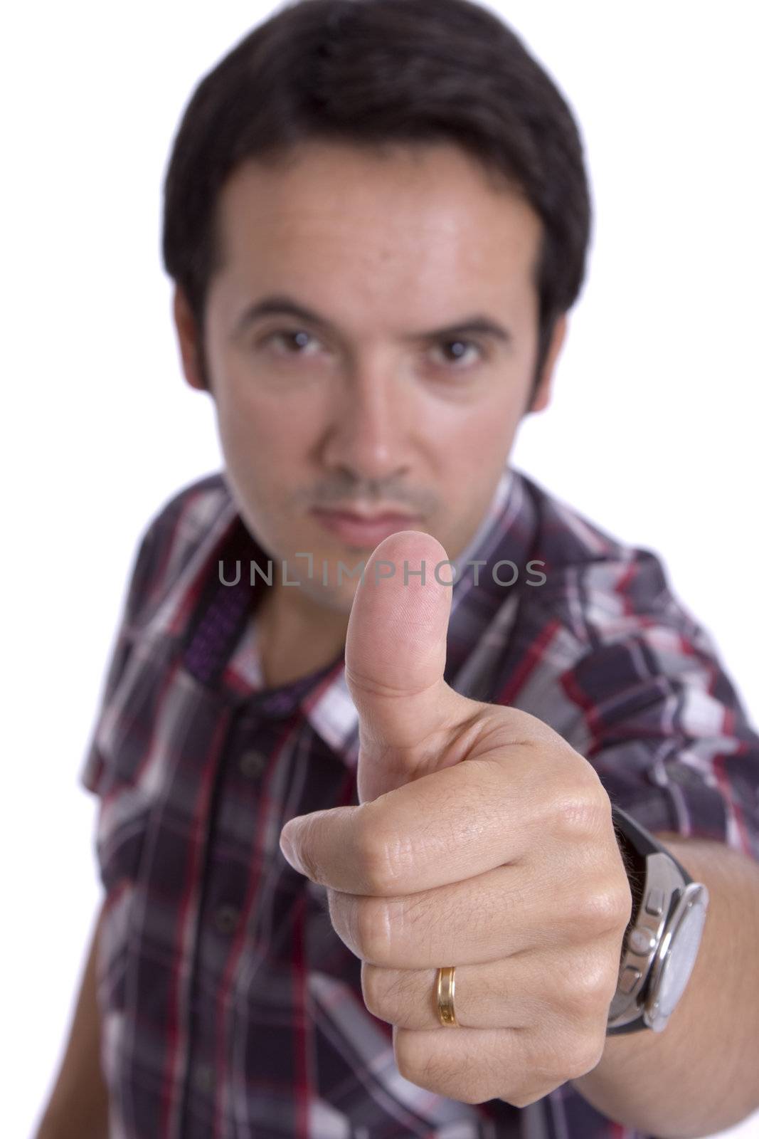 young man going thumb up