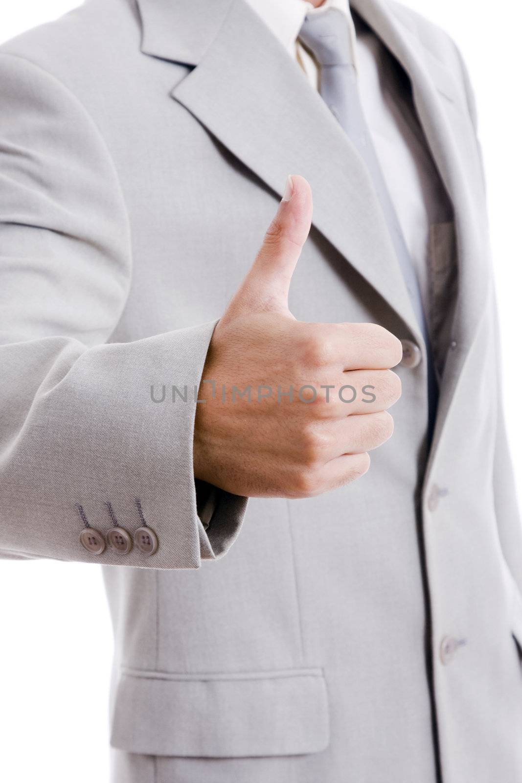 young man going thumb up