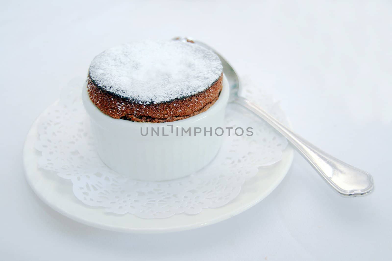 dark chocolate souffle served as a dessert
