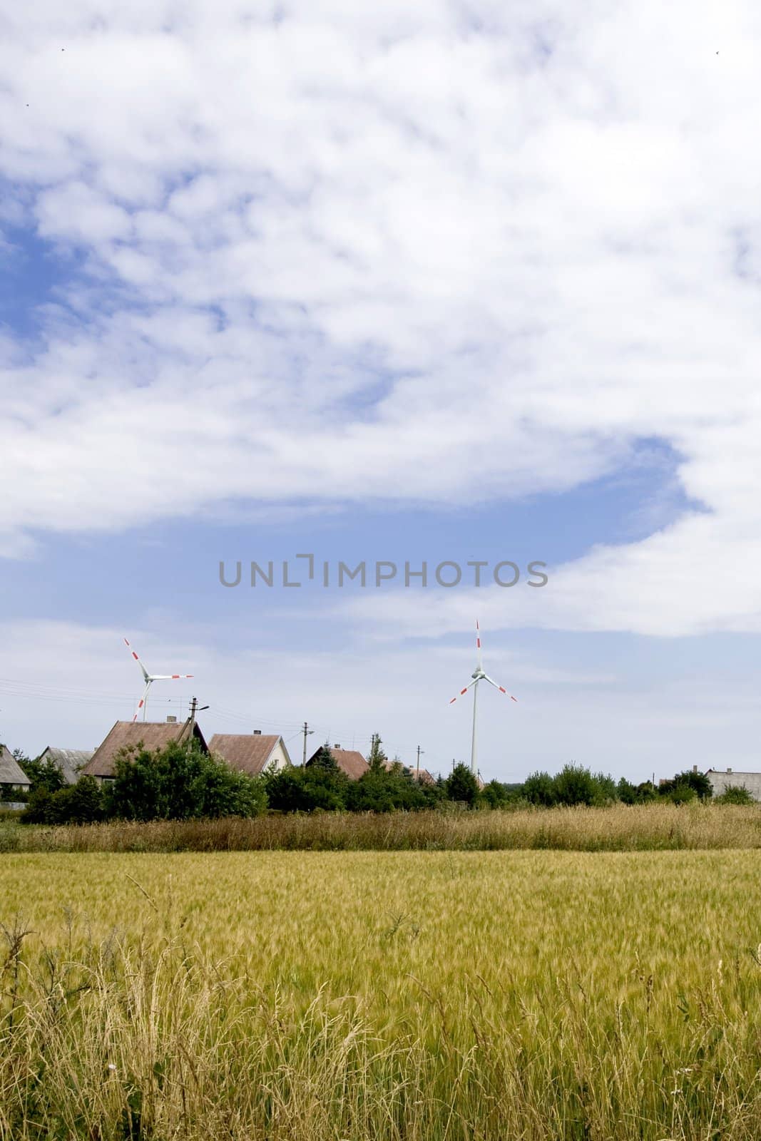 Clean energy white wind turbine in europe