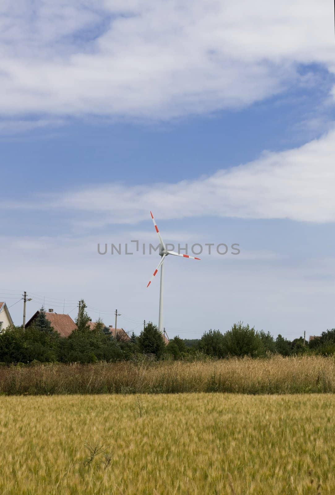 Clean energy white wind turbine in europe