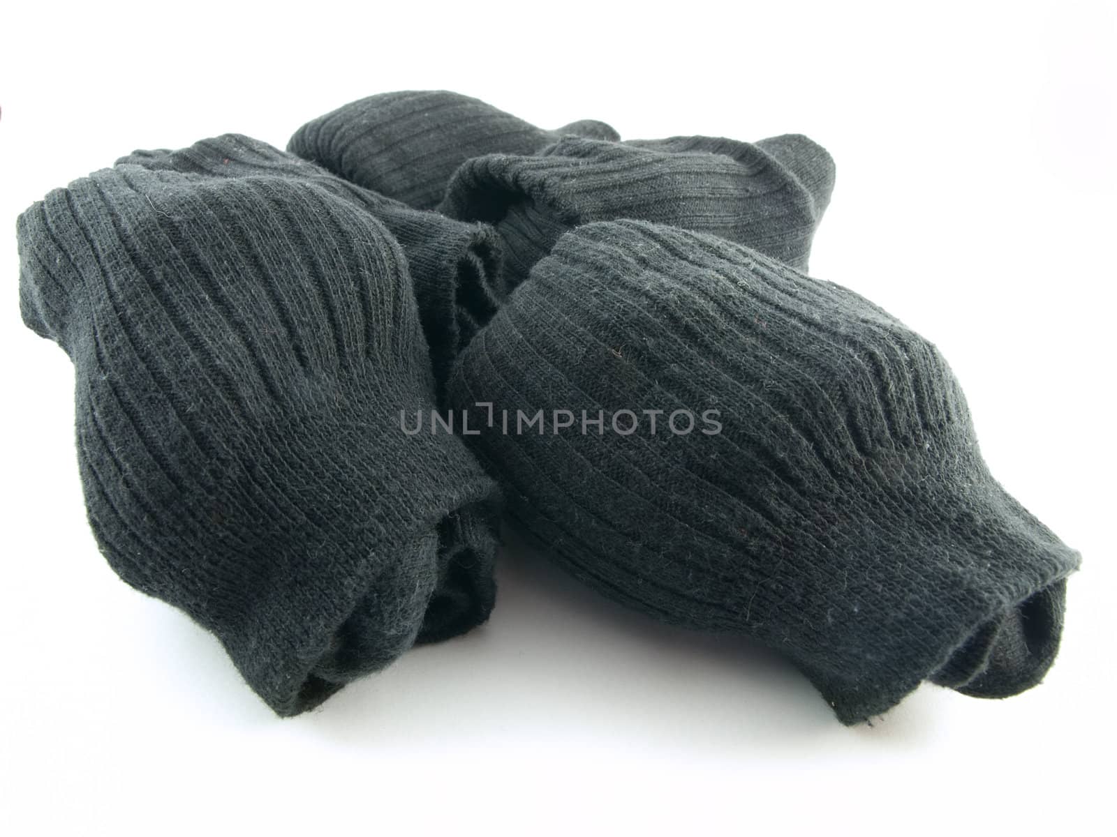 Plain Black Socks on White Background by bobbigmac