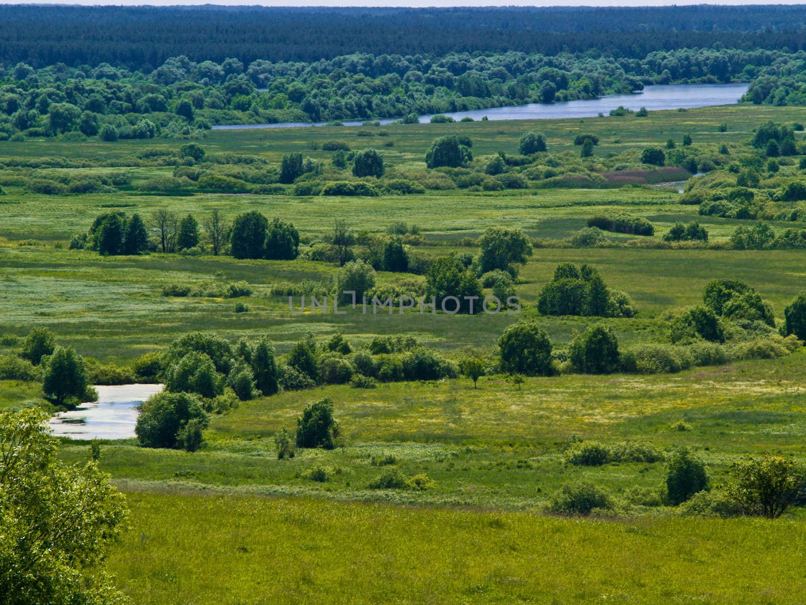 View from above on rural landscape in Russia