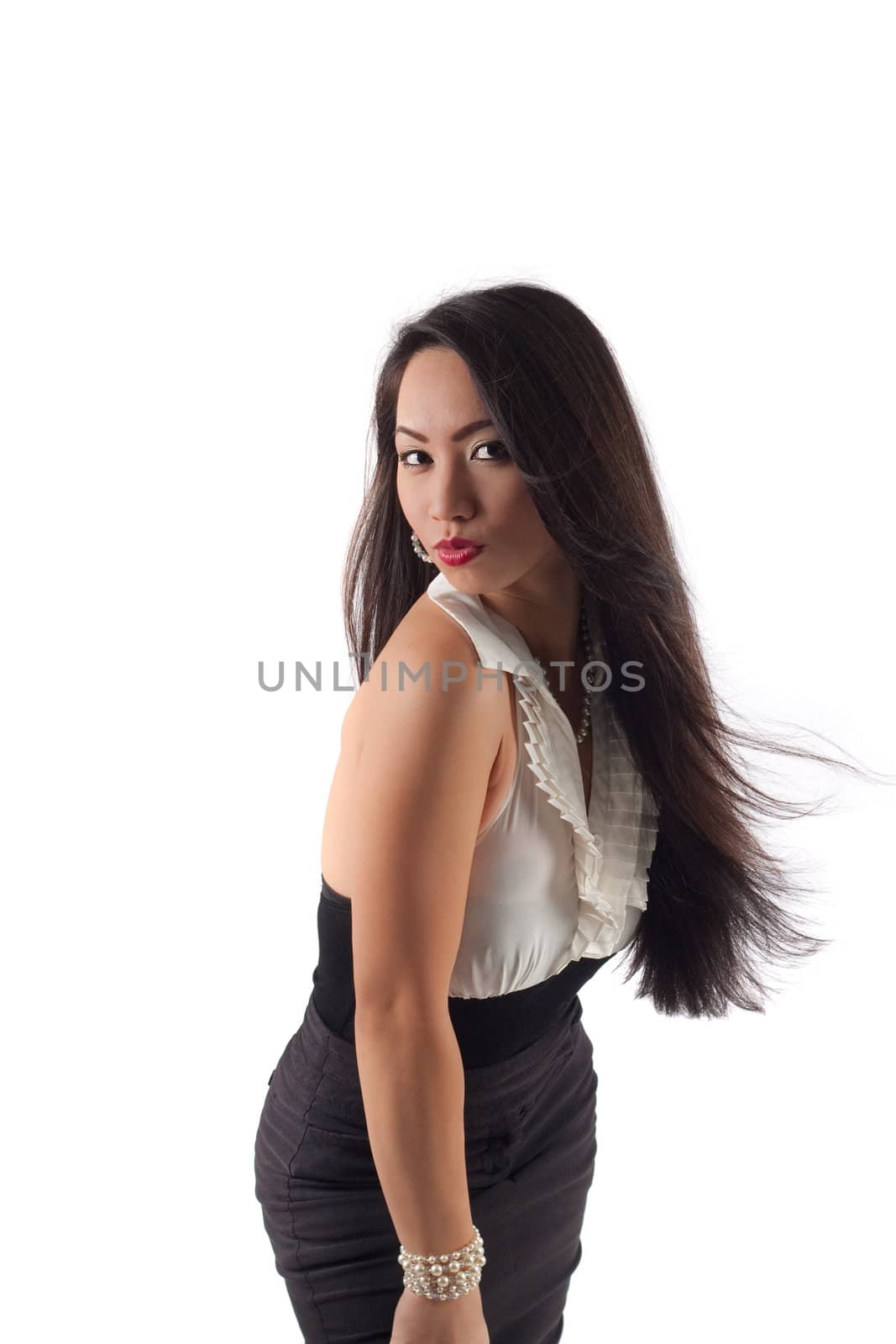 Studio shot of a beautiful sexy young asian woman, isolated on white