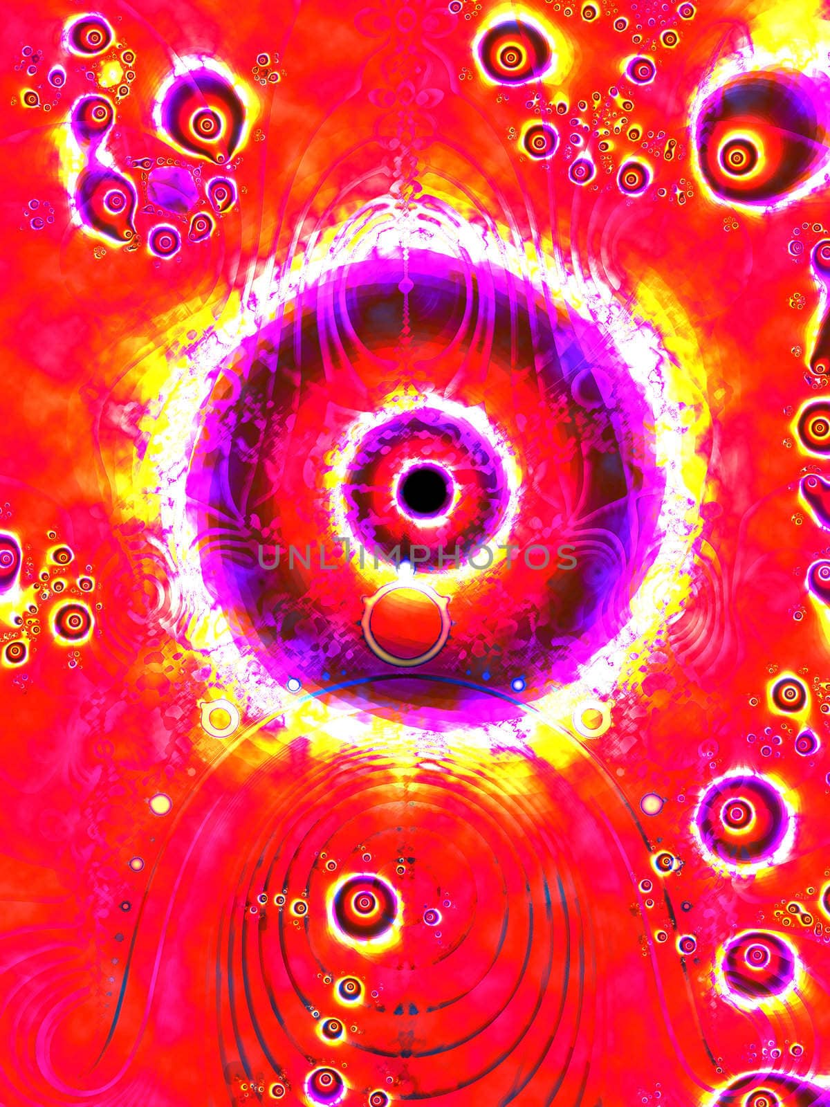 Bright Pink Eye Circle Fractal Design With Black Pupil by bobbigmac