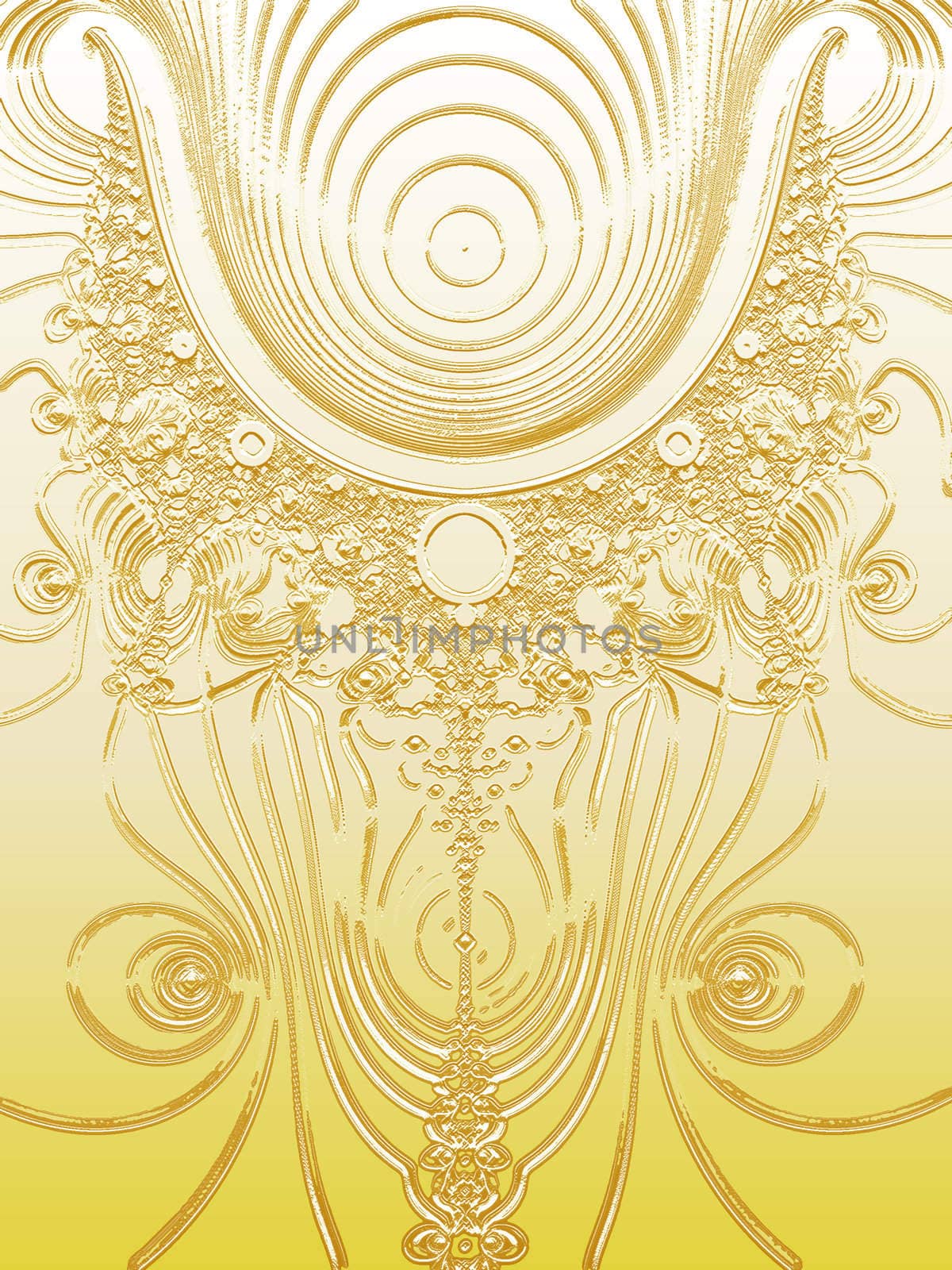 Gold Plated Science Fiction Style Fractal Design Illustration Pattern