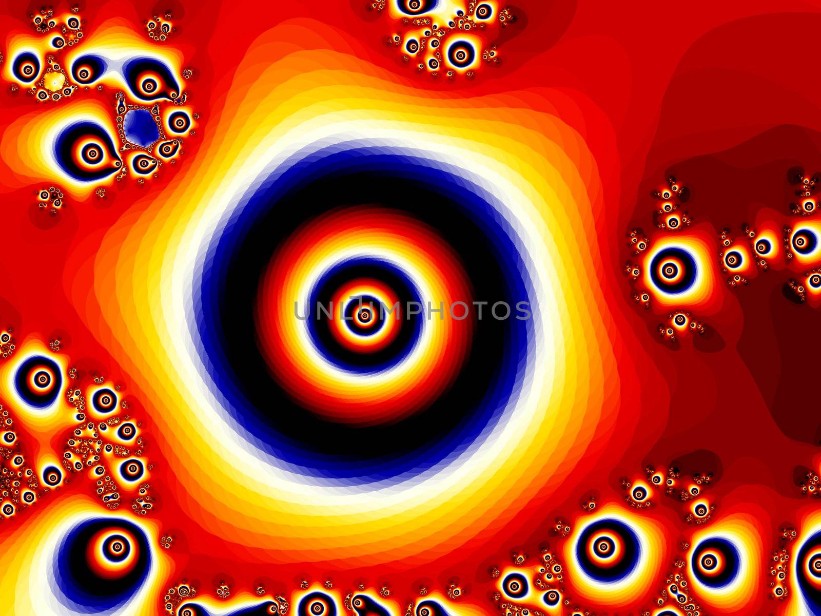 Red and Orange Eye Fractal Design With Strong Circles Design Illustration Background