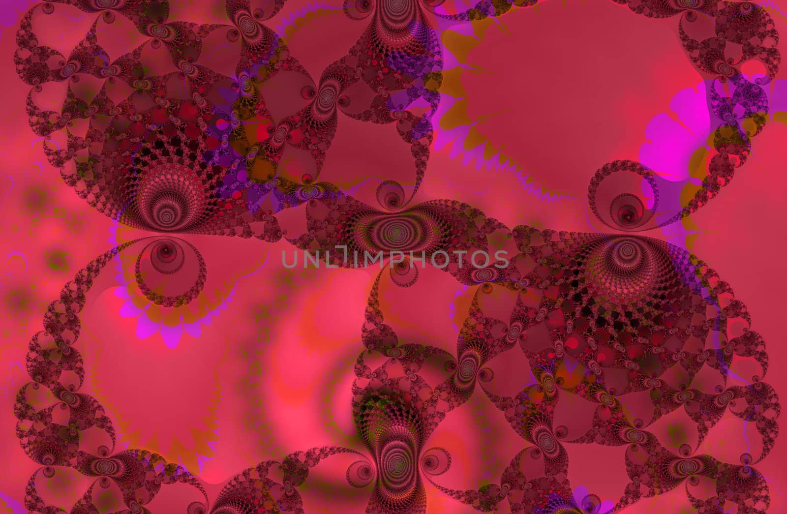 Very Deep Pink Red 2d Fractal Pattern Background Design by bobbigmac
