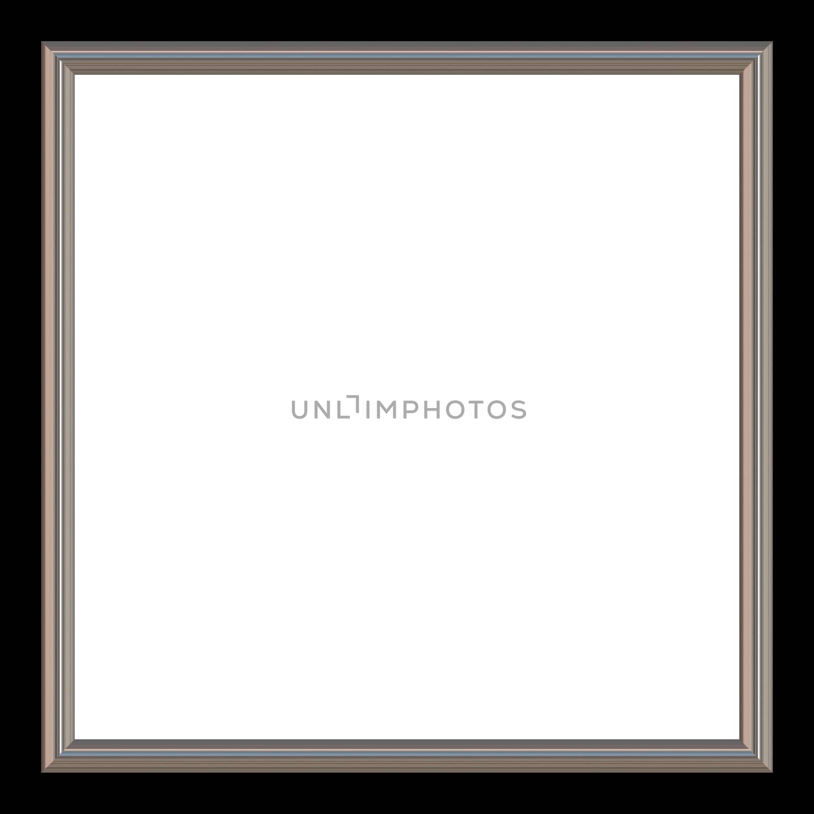Silver and black square photo frame and white copyspace.