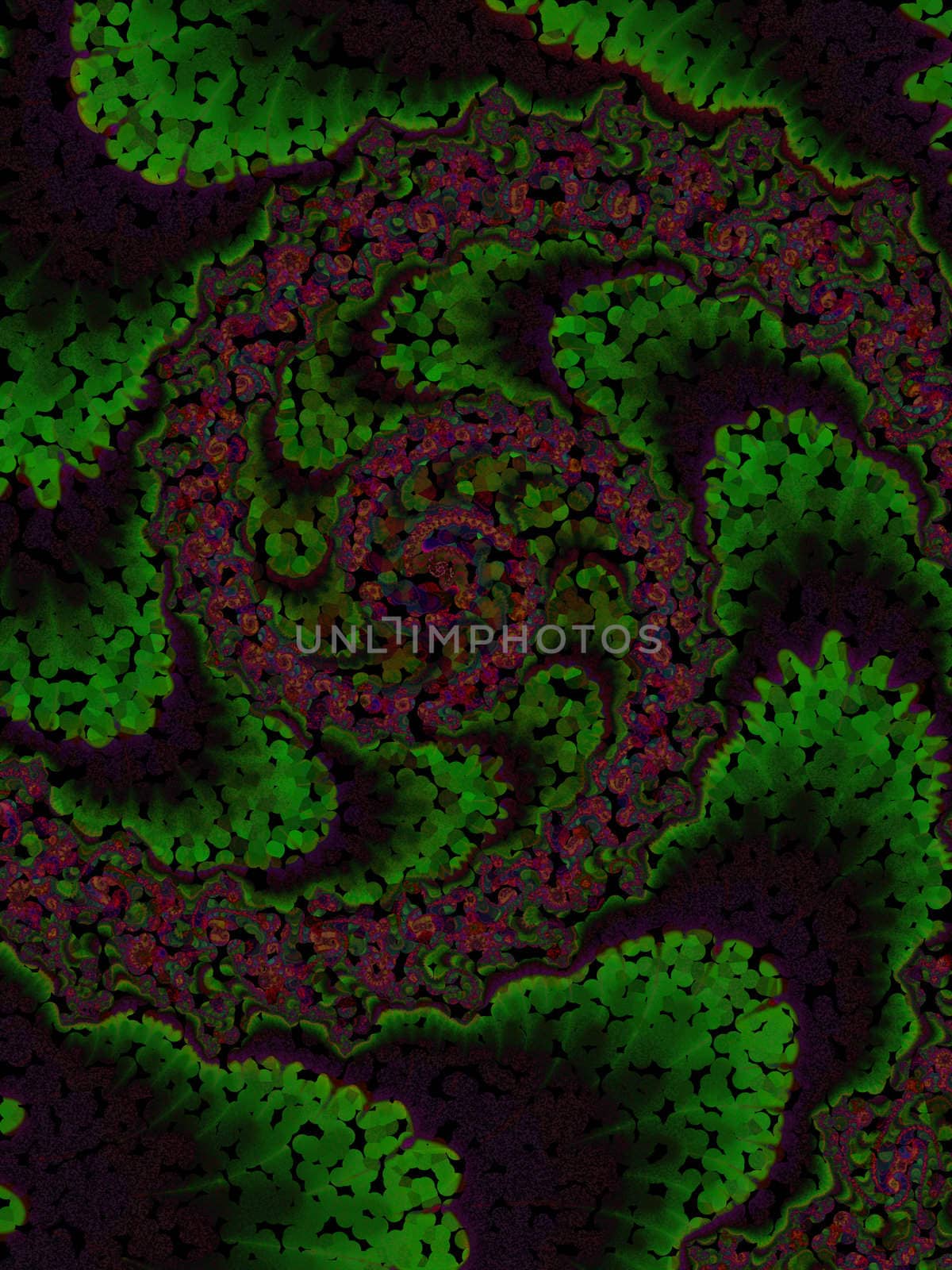 Green and Red Burgundy Spiral Fractal Design Background Wallpaper