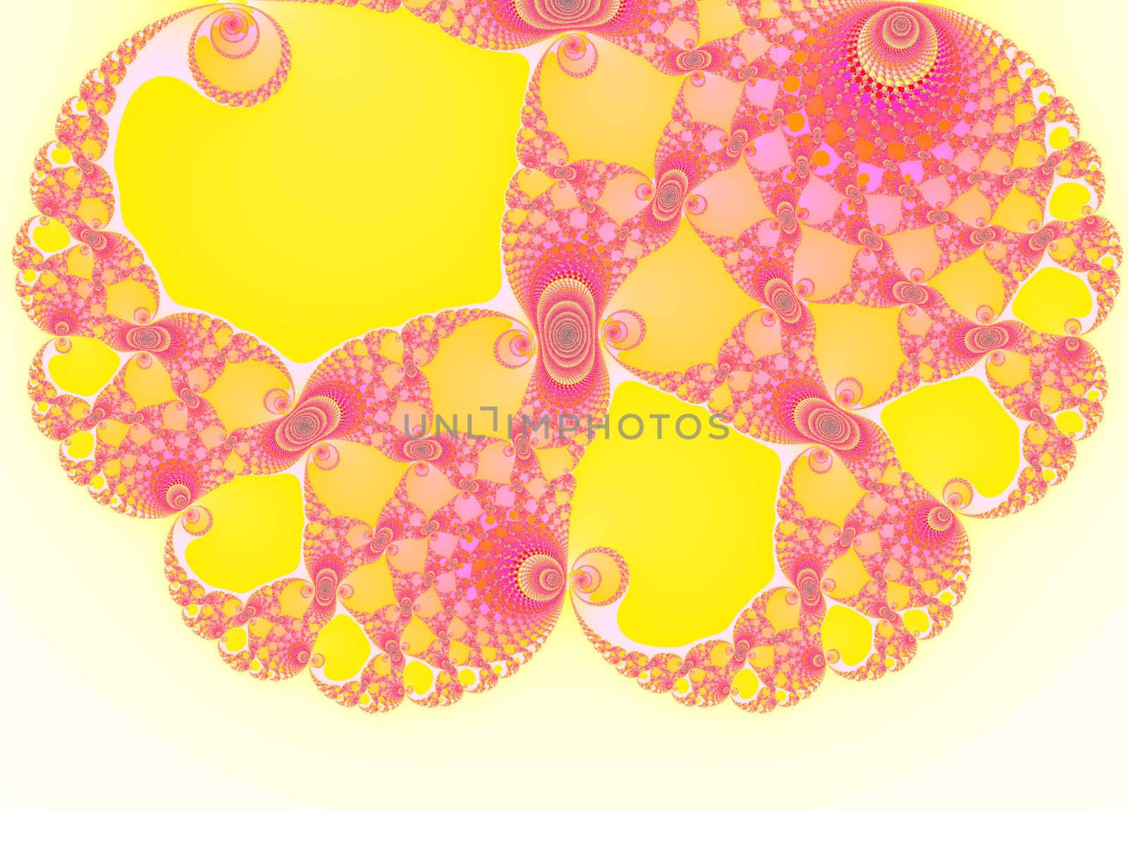 Brain Shape Light Pink and Yellow Spiral Fractal 2d Pattern for  by bobbigmac