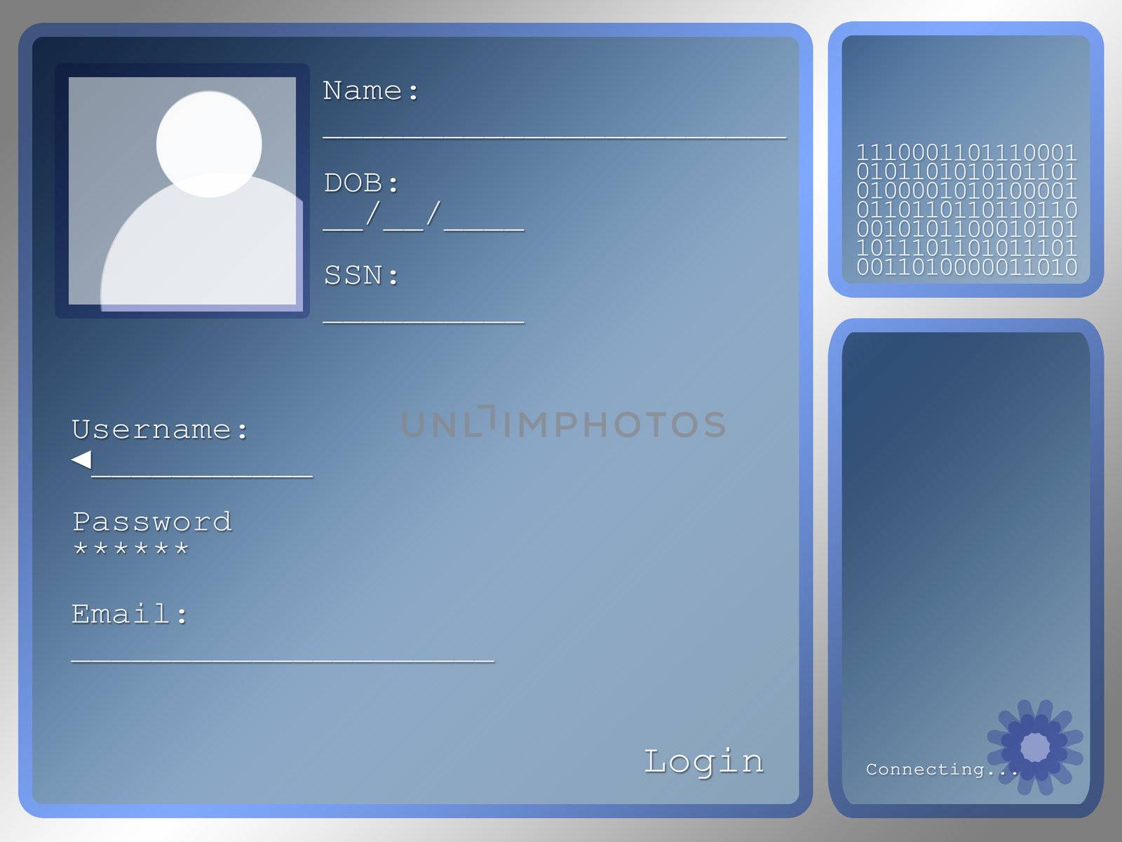 Large Blue Login Screen Layout With Portrait Box by bobbigmac