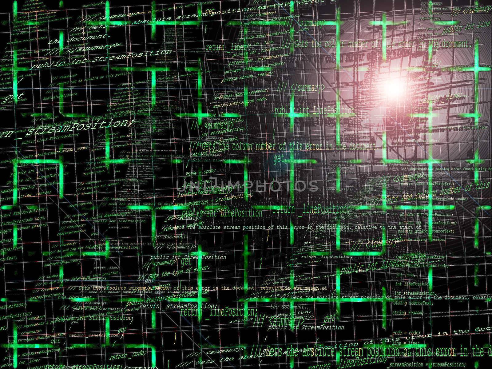 Green Abstract Programming Code Background Pattern With Grid