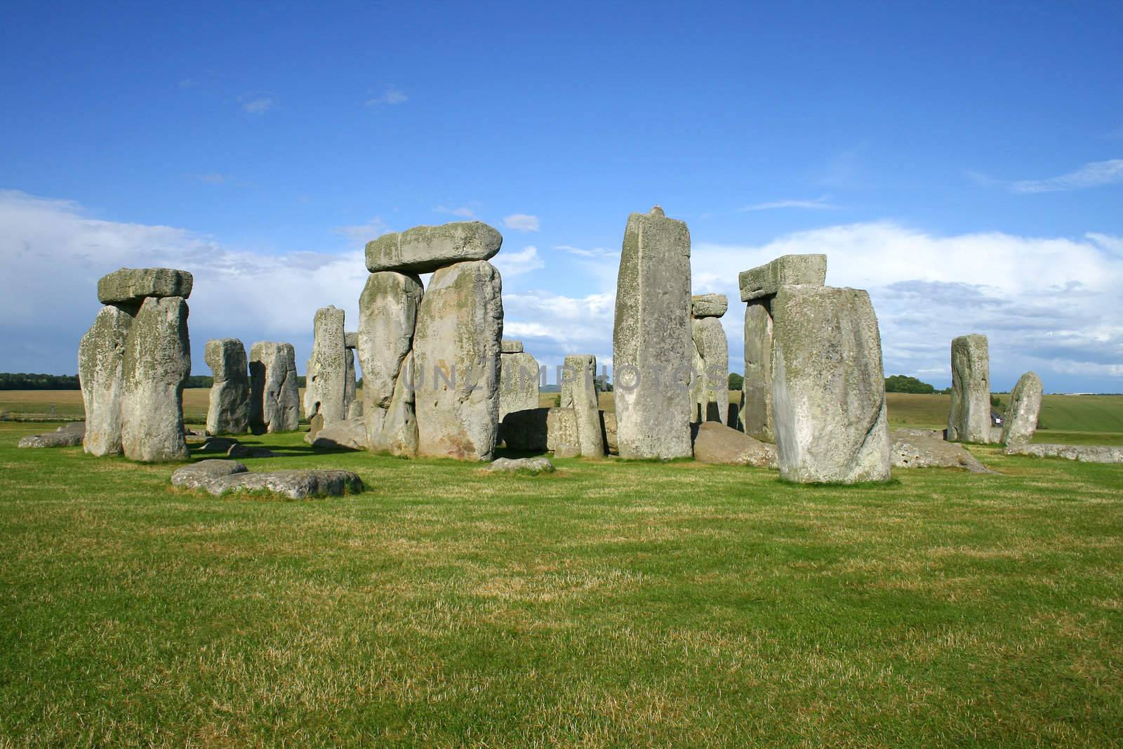 stonehenge with grass and sky