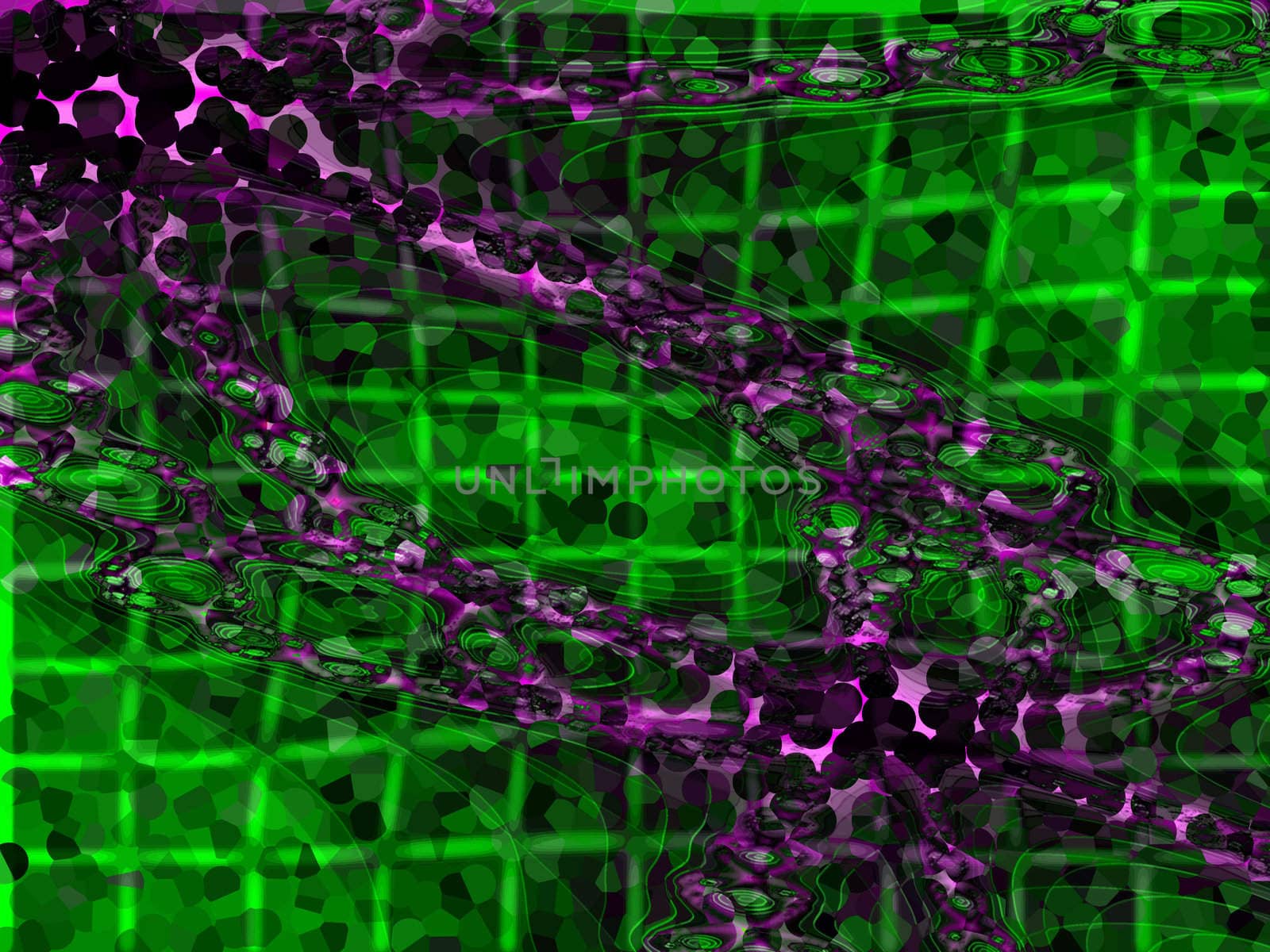 Futuristic 3d Purple on Green Pixelated Fractal Texture