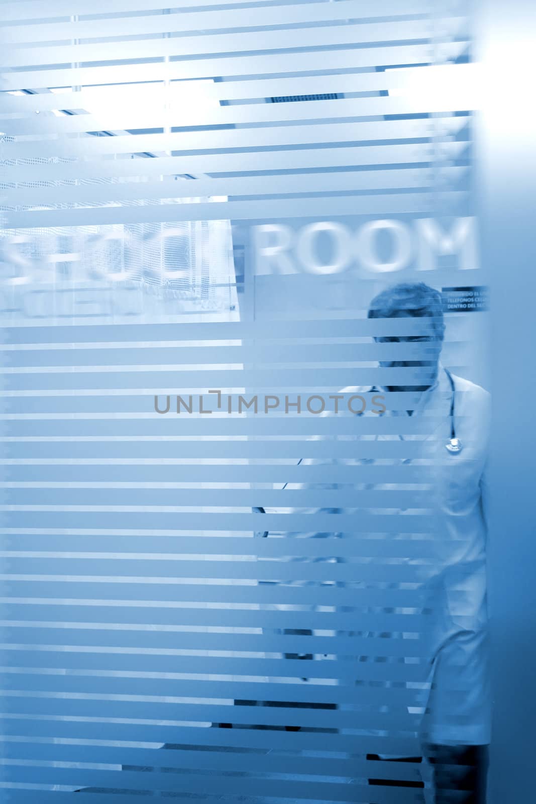 Doctor entering the shock room, medical image