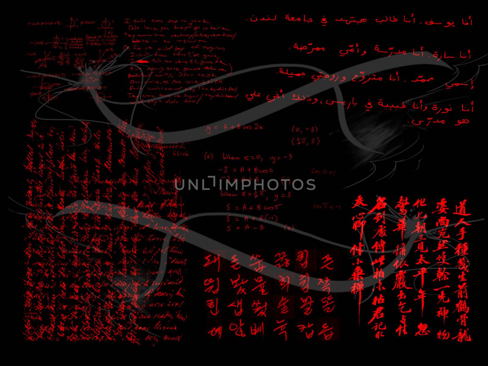 Various Handwriting Samples in Red on Black by bobbigmac