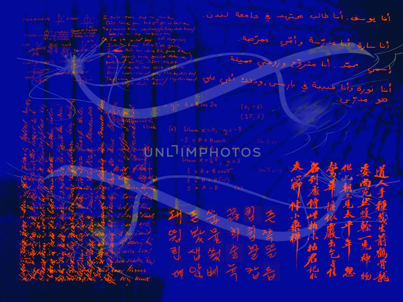 Various Handwriting Samples in Red on Blue by bobbigmac