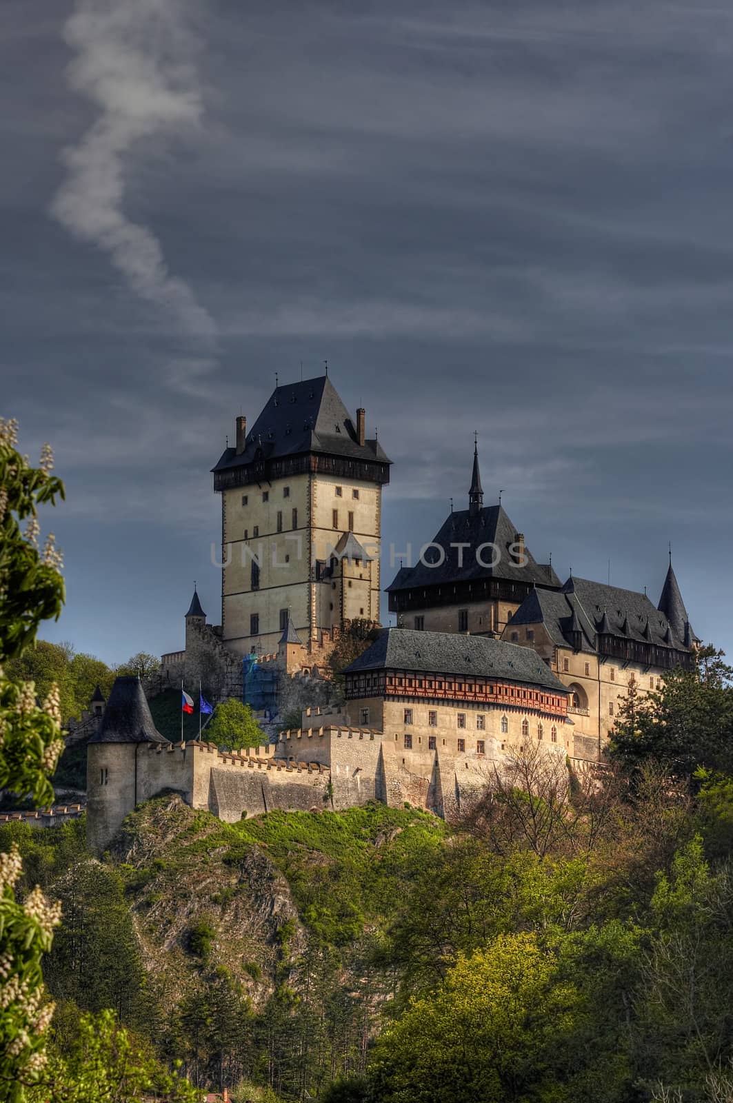 Karlstejn - large Gothic castle founded 1348 by Charles IV. Karlstejn, Czech republic, Europe. 