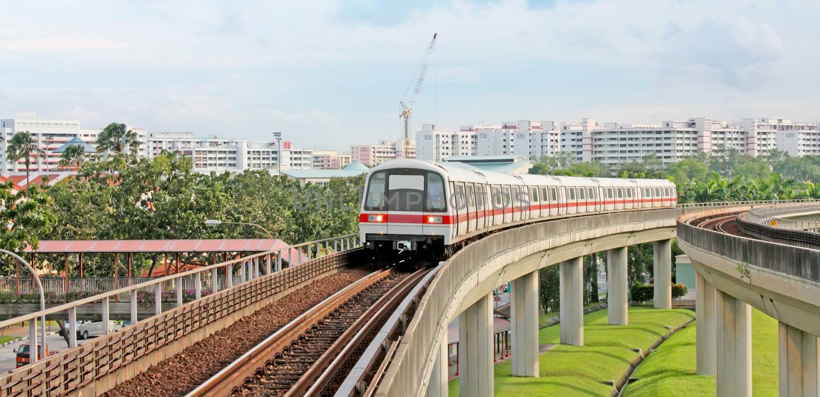 Subway Approaching and Slowing Down During Day