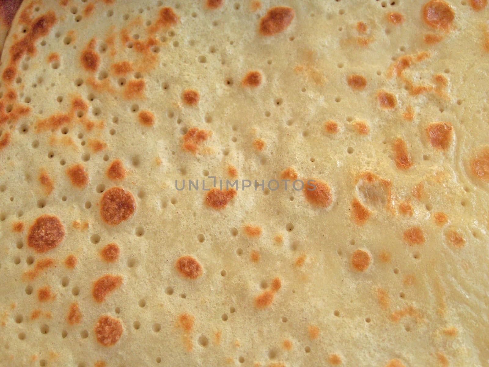 Close up of the cooked pancake surface