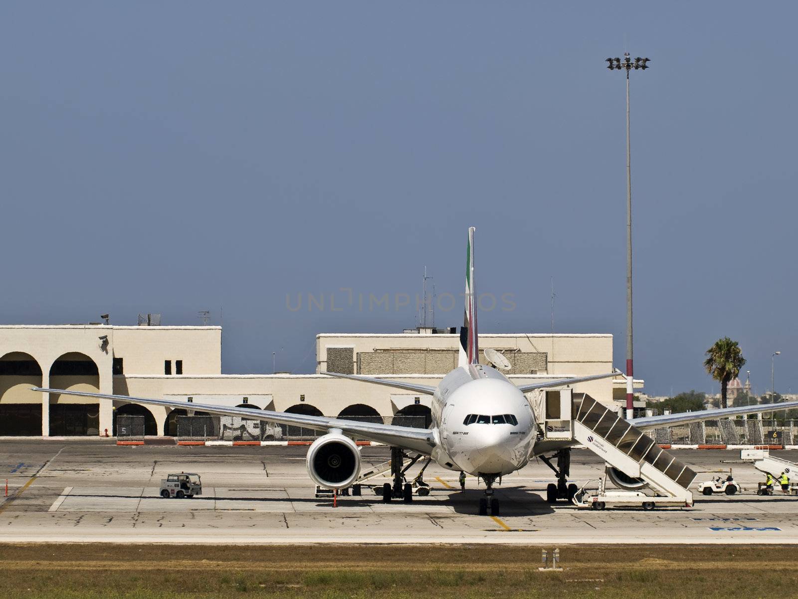 Civil aircraft on apron at an airfield in Malta