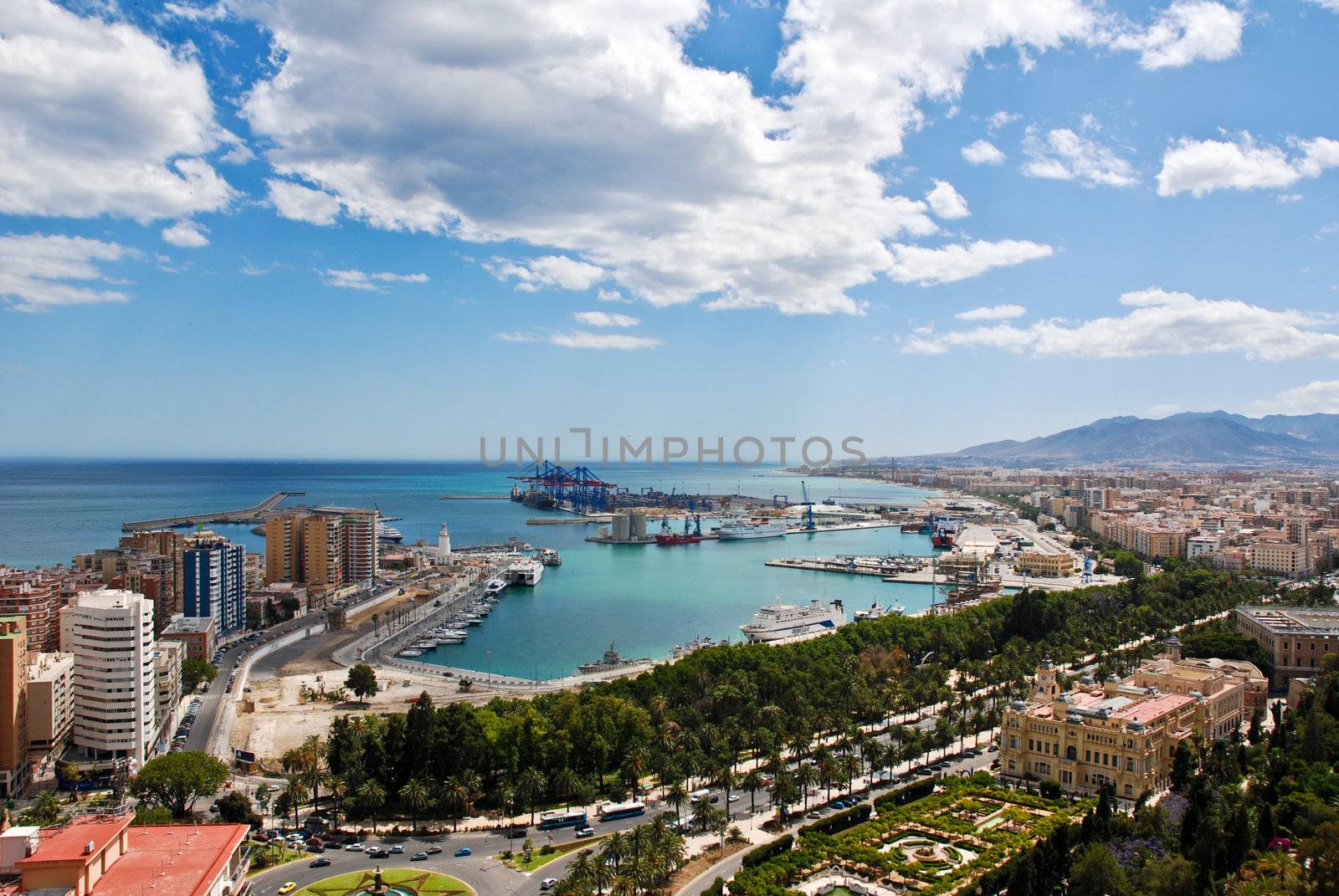 Malaga, Spain cityscape aerial view.