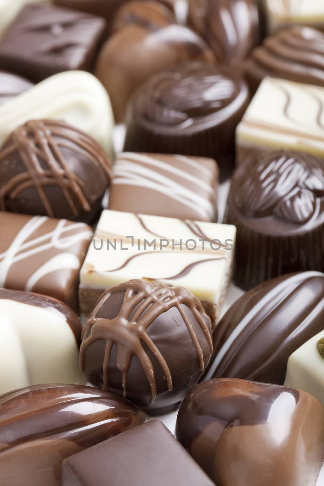 Handmade luxury chocolate close-up - selective focus