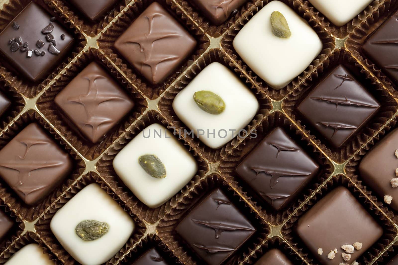 Handmade luxury chocolate in a box - shot in studio