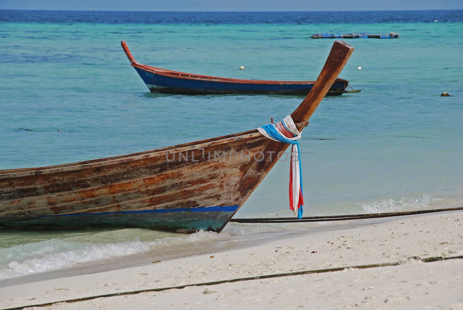 Longtail boat at a beach