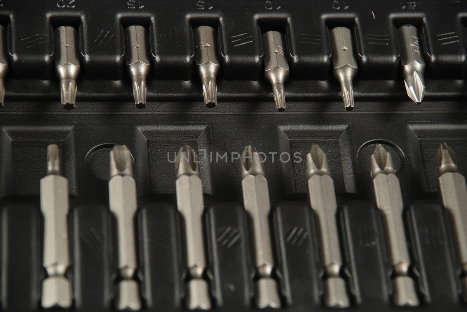 stock pictures of a set of drill bits used to make holes