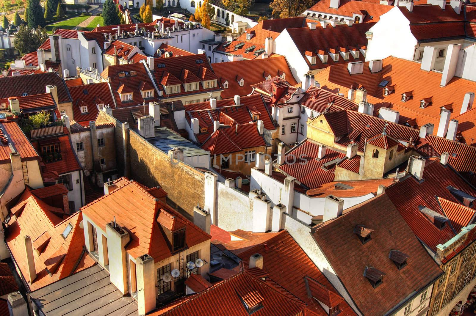 Historical centrum of the Prague - city district Mala Strana. Prague, Czech republic.