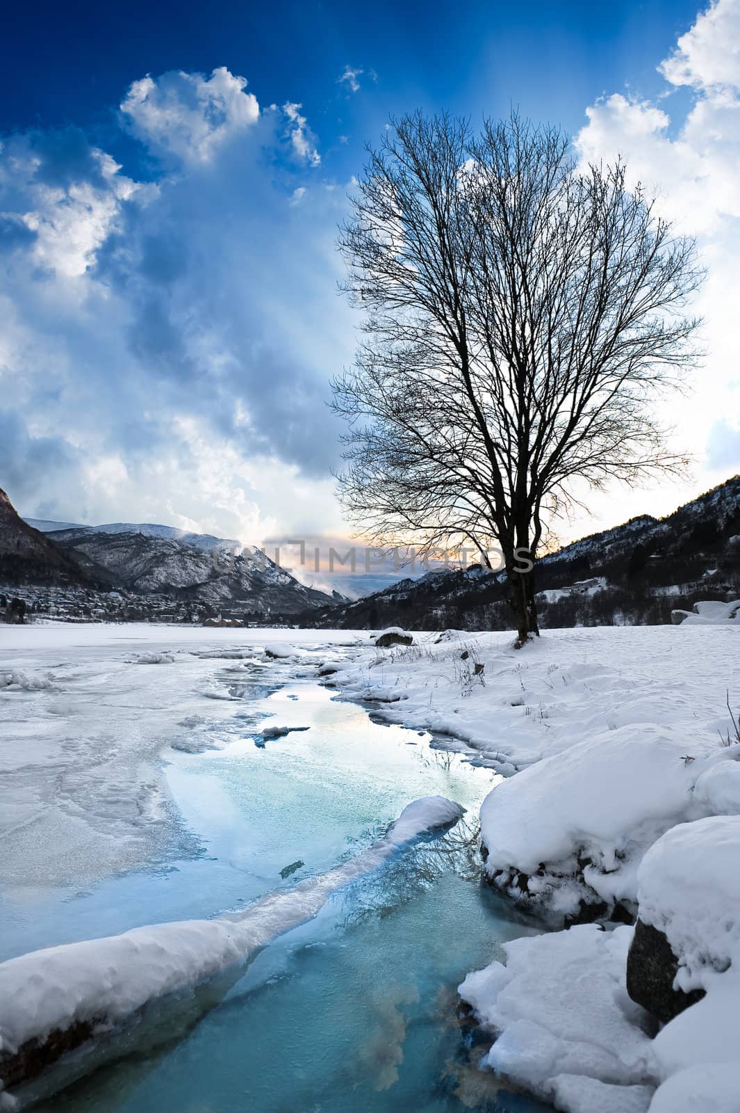 Winter landscape in Norway in Desember