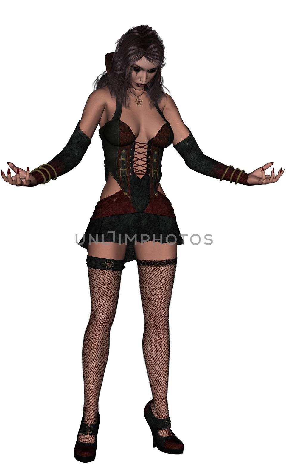 3D sexy wampire lady rendered on white background isolated