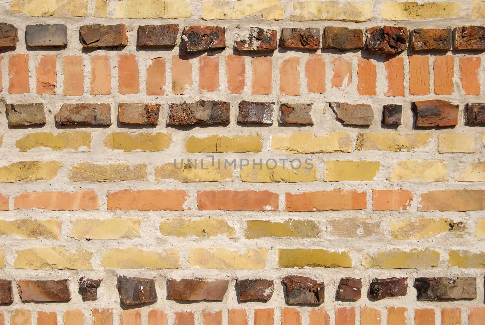 extraordinary wall made of different bricks