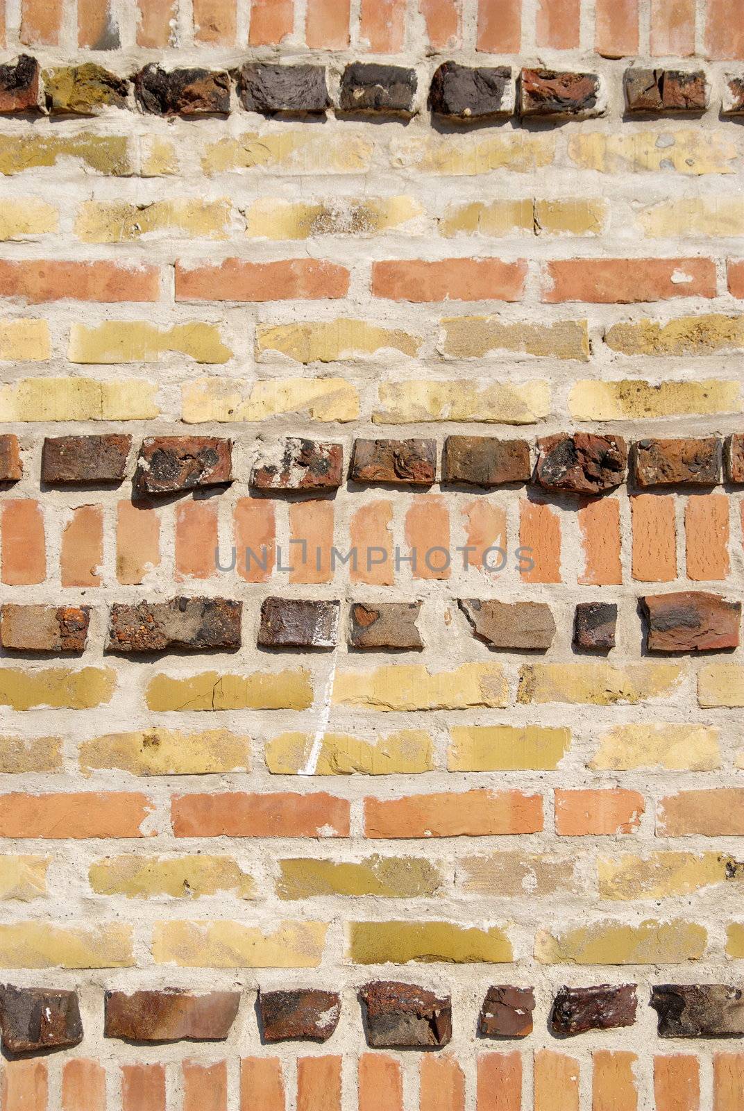 extraordinary wall made of different bricks