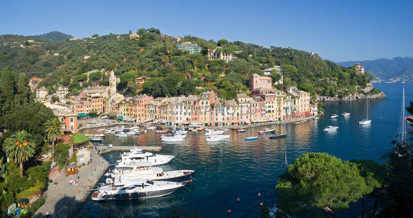 Panorama of Portofino, famous small town near Genova, Italy